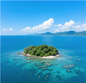 蓝天白云蓝色海岛大海风景图片